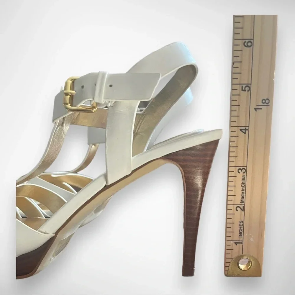 MARC FISHER Women's Varika 2 White Leather Platform Sandals With Heel  7.5 | New - Picture 4 of 8